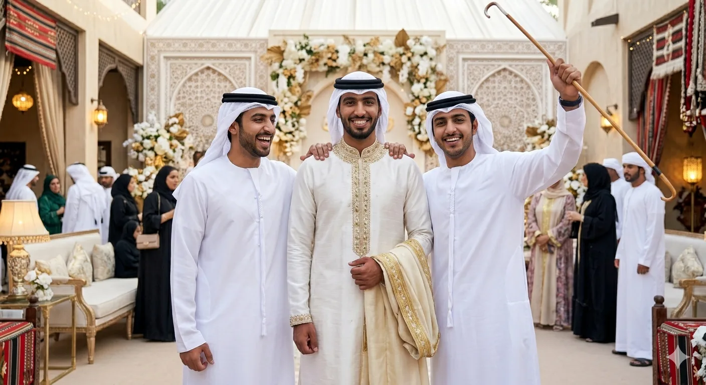 Luxury Wedding Emirati Kandora groom UAE - embroidered groom kandura Dubai wedding style